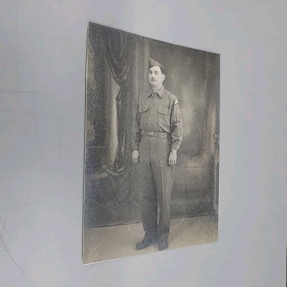 vintage ww2 photograph 3.5x4" Framed Glass Signed On Back - Picture 5 of 11